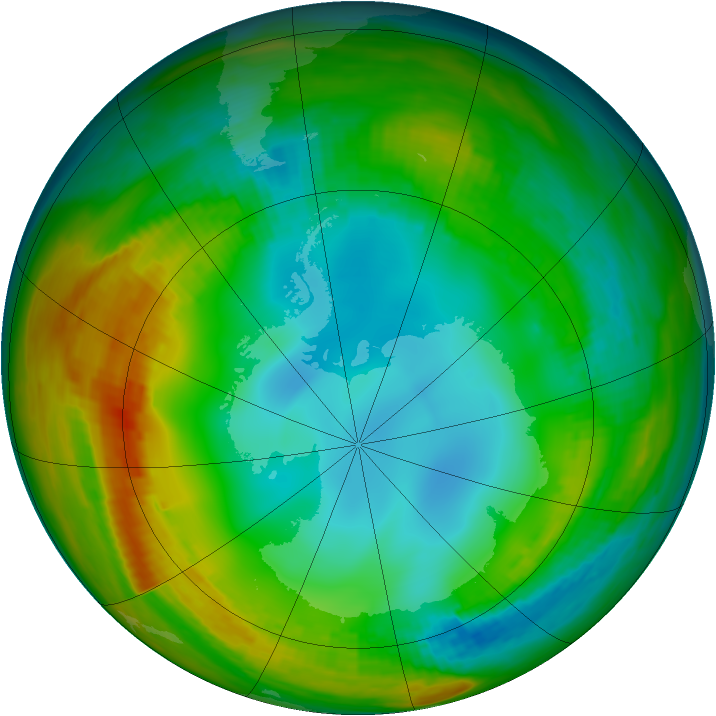 Antarctic ozone map for 24 July 1983